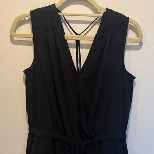 LOFT Black Sleeveless V-Neck Jumpsuit with Tie Back